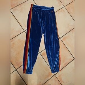 Aviator Nation blue sz Medium M velvet 5 stripe sweatpants sweats